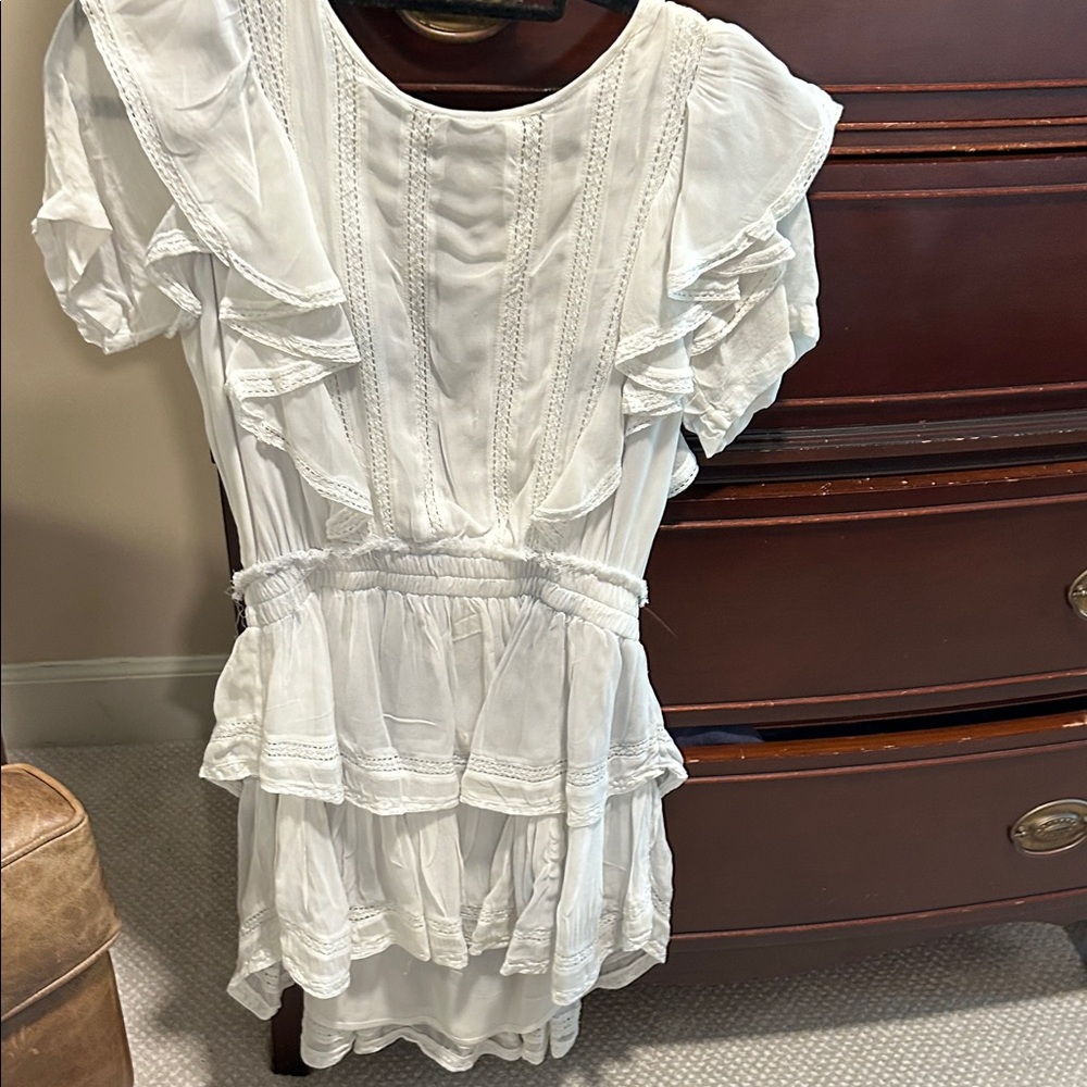 LoveShackFancy light blue Ruffle Tiered Mini Dress